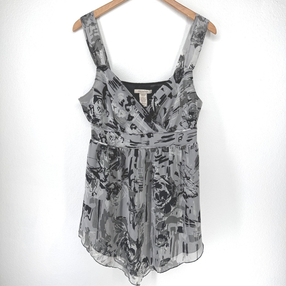 Vintage Womens Y2K‎ Babydoll Tank Top Sheer Size M Asymmetrical Whimsigoth Fairy
